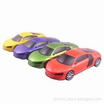 Car design speaker, car wheels can work for running, perfect as toy for children/studying
